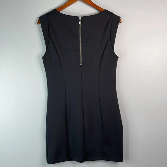 ESPRIT Boat Neck Mini Dress Black Sleeveless Jumper Fitted Exposed Zipper Size M - Picture 6 of 11